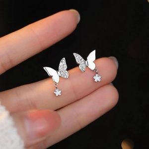 NWOT Butterfly Dangle Charm Sterling Silver 925 Stud Earrings